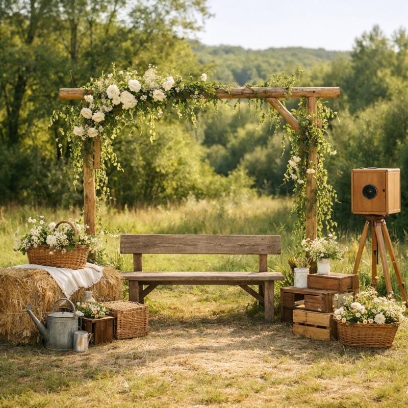 Décor champêtre et nature location photobooth dordogne